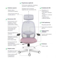 GROSPOL - NODI Fotel Obrotowy WS HD White | Mechanizm Synchro Plus SP2 | Regulowana Głębokość Siedziska | Zagłówek | Zgodny z Rozporządzeniem z 2023 roku