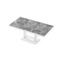 HUBERTUS - QUADRO Stół 120-170x80 | Super Print | Marmur | Venatino Dark Mat | Biały połysk