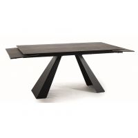 SIGNAL - SALVADORE CERAMIC Stół rozkładany 180-260x90x77 | Brąz efekt drewna | Czarny mat