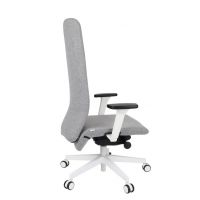 GROSPOL - SMART Fotel Obrotowy W White / Chrome | Mechanizm Synchro LP11 | Wysokie Oparcie | Zgodny z Rozporządzeniem z 2023 roku