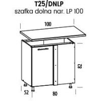LIVEO - TIFFANY Szafka T25/DNLP | Dolna narożna 100 zaślepiona