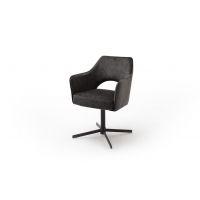 MC AKCENT - VALLETTA Krzesło z obrotem | Podstawa krzyżak lakier czarny mat | Tkanina antracyt | VAXS90AN