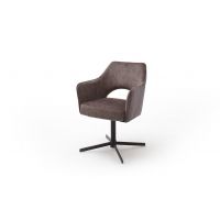 MC AKCENT - VALLETTA Krzesło z obrotem | Podstawa krzyżak lakier czarny mat | Tkanina cappuccino | VAXS90CX