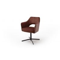 MC AKCENT - VALLETTA Krzesło z obrotem | Podstawa krzyżak lakier czarny mat | Tkanina brązoworuda | VAXS90RB