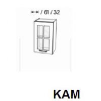 KAM - KAMMONO Szafka WW....1/61 | MN 40-60 | Górna | Witryna | 1-drzwi | Front frezowany
