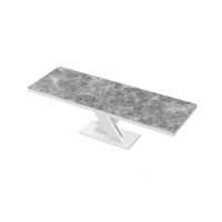 HUBERTUS - XENON LUX Stół 160-256x89 | Supre Print | Marmur | Venatino Dark Mat | Biały połysk