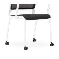 NOWY STYL - XILIUM Krzesło Konferencyjne FRAME CHAIR 4L UPH WHITE | na 4 nogach | Oparcie - Tapicerowane Krzesło na mini kółkach.