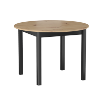 FURNITEX - ST5-FX Stół | Rozkładany | Okrągły | 102-144x75 | Dąb artisan | Nogi czarne