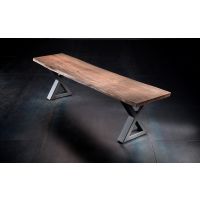 MC AKCENT - CALABRIA Ławka drewnian | grubość siedziska 3,5 cm | noga typu krzyżak stal szlachetna szczotkowana