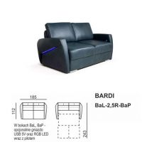 Meblomak - BARDI Sofa BaL-2,5R-BaP + 2x ZO z funkcją spania oraz zestawem oświetleniowym po bokach | Bez pojemnika