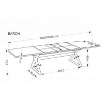 HALMAR - BARON Stół rozkładany 200-350x100x75 | orzech/czarny