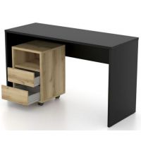 HELVETIA MEBLE WIERUSZÓW - AGAPI Biurko z kontenerkiem 24WNLZ07 | 2 szuflady | Laminat | Onyks Czarny | Dąb Grand Naturalny