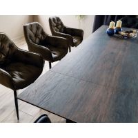 SIGNAL - SALVADORE CERAMIC Stół rozkładany 180-260x90x77 | Brąz efekt drewna | Czarny mat