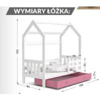 AJK meble - DOMEK 2 Łóżko Parterowe 1-osobowe 160x80cm , Kolor: Biały