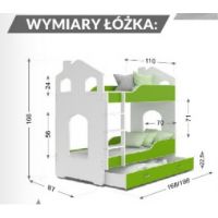 AJK meble - DOMINIK DOMEK Łóżko Piętrowe 2-osobowe z Szufladą 190x80cm