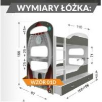 AJK meble - DOMINIK N Łóżko Piętrowe 2-osobowe z Szufladą 190x80cm