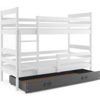 BMS - ERYK Łóżko piętrowe 2-osobowe z szufladą 80x160 cm / Rama kolor: Biały