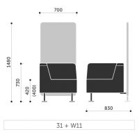 PROFIM - WALL IN Fotel Narożny 31 | do łączenia z 1 ścianką