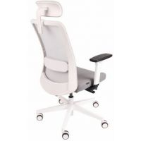 GROSPOL - NICO Fotel Obrotowy W HD White | Mechanizm Synchro Self SF2 | Podstawa Biała / Chrom | Podłokietniki R1