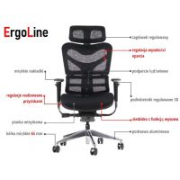 STEMA - Fotel obrotowy ErgoNew S7 | Czarny | Siedzisko tkaninowe