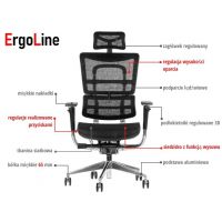 STEMA - Fotel obrotowy ErgoNew S8 | Czarny | Siedzisko siatkowe
