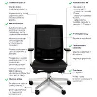 GROSPOL - LEVEL Fotel Obrotowy WS Chrom / White | Mechanizm Synchro Plus SP1 - Synchro z Regulacją Głębokości | Podłokietniki 3D | Zgodny z Rozporządzeniem z 2023 roku