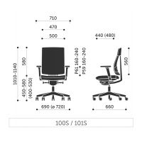 PROFIM - XENON NET Fotel Obrotowy 100S | Oparcie Siatkowe | Mechanizm SYNCHRO | Zgodny z Rozporządzeniem z 2023 roku