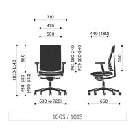 PROFIM - XENON NET Fotel Obrotowy 101S | Oparcie Siatkowe | Mechanizm SYNCHRO | Podparcie SmartADLS | Zgodny z Rozporządzeniem z 2023 roku