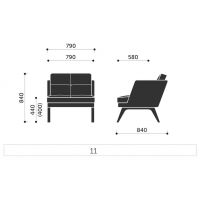 PROFIM - OCTOBER Fotel 11 | Nogi metalowe ^ drewniane
