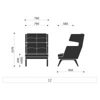PROFIM - OCTOBER Fotel 12 | Nogi metalowe ^ drewniane | Wysokie oparcie