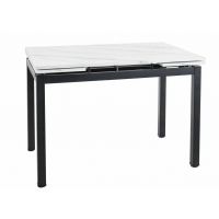 SIGNAL - GD-017 OKLEINA Stół rozkładany 110-170x74 | Biały efekt marmuru | Czarny mat