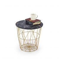 HALMAR - HARISSA G Ława | złoty-czarny marmur