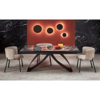 HALMAR - HILARIO Stół rozkładany 180-260 | Spiek - czarny marmur/czarny