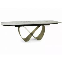 SIGNAL - INFINITY CERAMIC Stół 160-240x95cm | Biały AMBER BIANCO | Stelaż miedziany