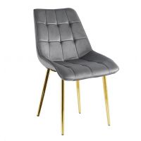 FURNITEX - J262-1 Krzesło | velvet | szare | Nogi Złote