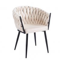 FURNITEX - K7-FX (B) Krzesło | Velvet | Riviera 06 beżowe | Nogi czarne