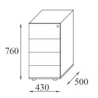 AMS Meble Biurowe - Kontener Biurowy KBU3 | 43x50x76h cm | Bezuchwytowe