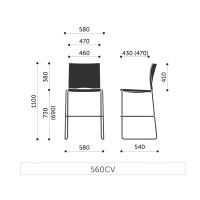 PROFIM - ARIZ Krzesło barowe 560CV | Siedzisko tapicerowane i oparcie plastikowe