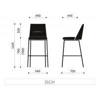 PROFIM - CHIC Krzesło Barowe 21CH | na 4 nogach | Bez podłokietników
