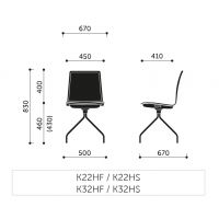 PROFIM - COM Krzesło Konferencyjne K22HF | Kubełek ze sklejki | Tapicerowana nakładka na siedzisko | stelaż typu "pająk"