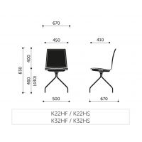PROFIM - COM Krzesło Konferencyjne K22HS | Kubełek ze sklejki | Tapicerowana nakładka na siedzisko | stelaż typu "pająk" | Wersja obrotowa