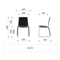 PROFIM - COM Krzesło Konferencyjne K22V1 | Kubełek ze sklejki | Tapicerowana nakładka na siedzisko | Na płozie V1