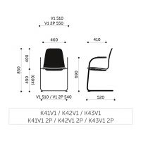 PROFIM - COM Krzesło Konferencyjne K42V | Kubełek ze sklejki | Całość tapicerowana | Płoza V