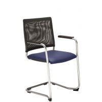 NOWY STYL - INTRATA VISITOR Krzesło konferencyjne V-32 CFBL-ARM | Oparcie siatkowe | Na płozie | Podłokietniki