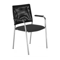 NOWY STYL - INTRATA VISITOR Krzesło konferencyjne V-32 FLBL-ARM | Oparcie siatkowe | na 4 nogach | Podłokietniki