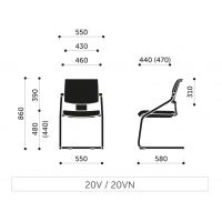 PROFIM - XENON Krzesło konferencyjne 20V | Oparcie tapicerowane | na płozie
