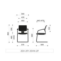 PROFIM - XENON NET Krzesło konferencyjne 20V | Oparcie siatkowe | na płozie