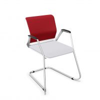 NOWY STYL - YOUTEAM Krzesło konferencyjne FRAME CHAIR CF MESH PEARL WHITE | Siatkowe Oparcie i Siedzisko | na płozie | Wersja perłowobiała PW | Podłokietniki