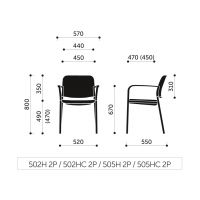 PROFIM - ZOO Krzesło Konferencyjne 502H | na 4 nogach | Siedzisko tapicerowane i oparcie plastikowe