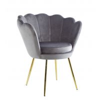 FURNITEX - FR1-FX Fotel | Velvet | Szary | Nogi złote